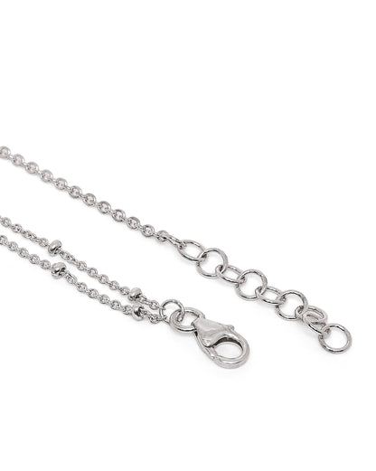 Rhodium Plated Double Chain Butterfly Charm Anklet