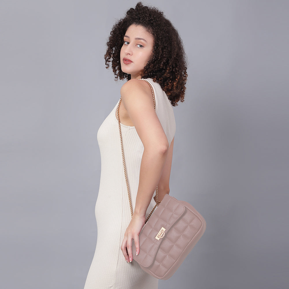 Women Textured Structured Sling Bag with Quilted