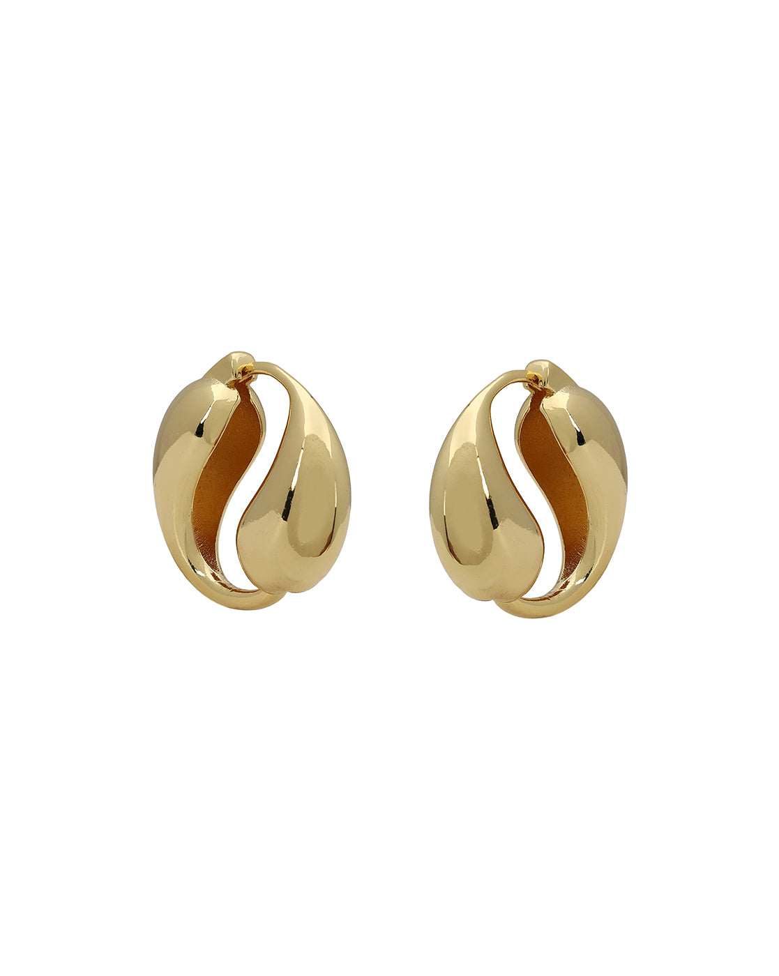 Premium Gold Plated Yin-Yang Teardrop Hoop Earring