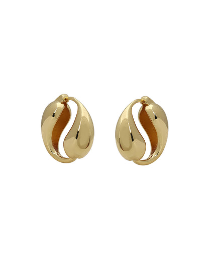 Premium Gold Plated Yin-Yang Teardrop Hoop Earring
