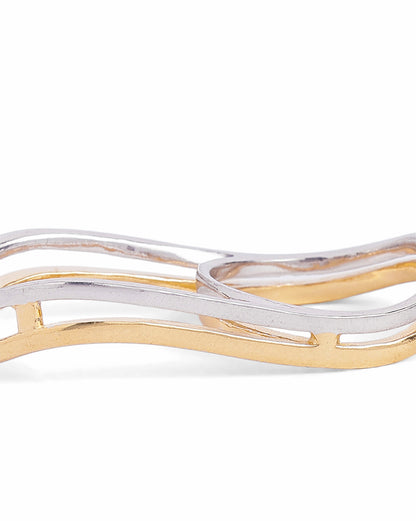 18kt Gold and Rhodium Plated Double Finger Ring
