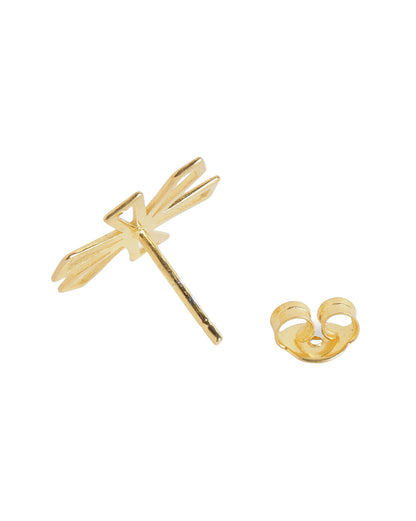 18kt Gold Plated Petal Bloom Enamelled Floral Stud Earring