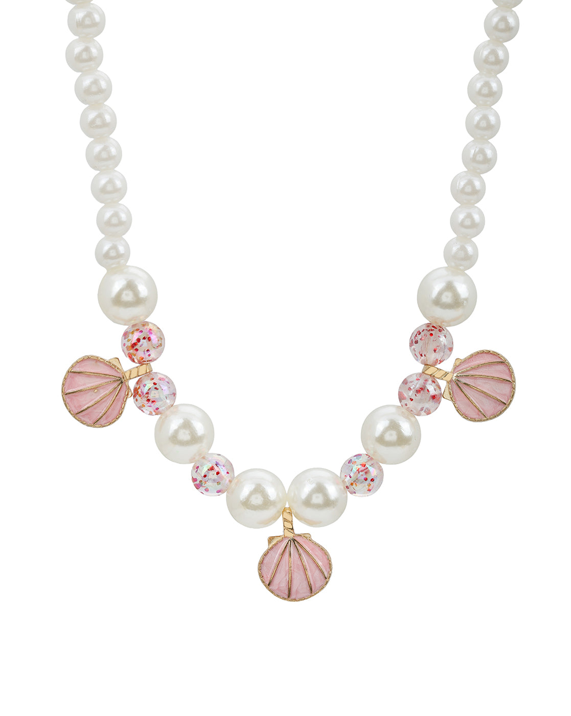 Girls Pink Shell &amp; Pearl Jewellery Set