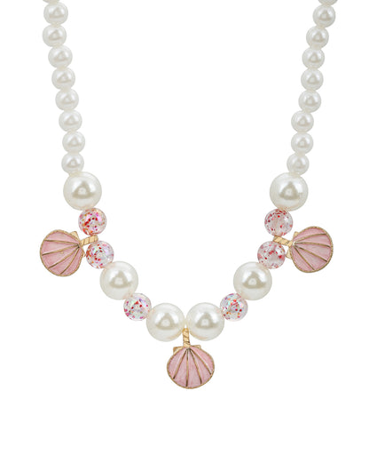 Girls Pink Shell &amp; Pearl Jewellery Set