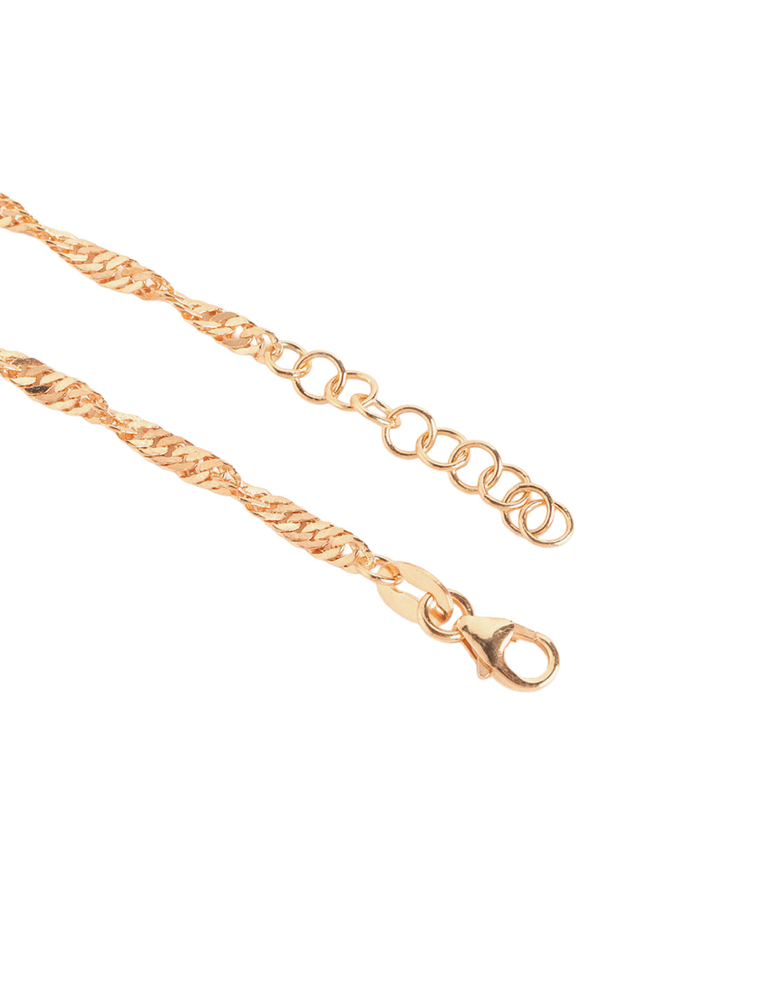 18kt Rose Gold Plated Dangling Bead Charm Accents with Singapore Chain Adjustable  Anklet