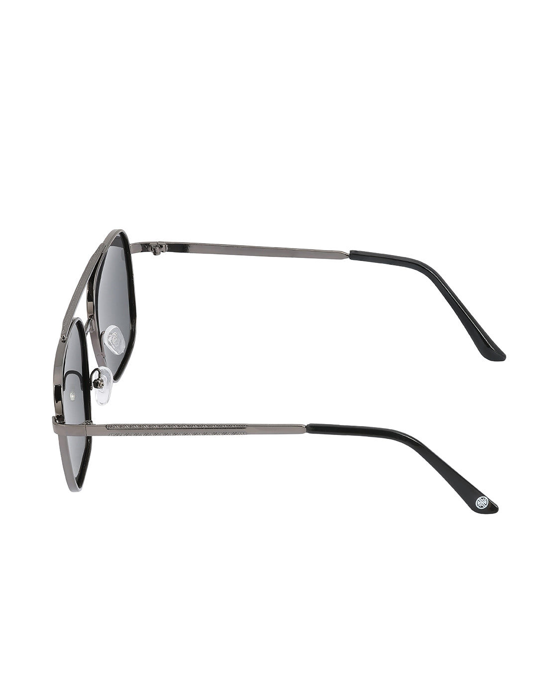 Men Metallic and Black Toned Black Polarised Lens Rectangle Sunglasses