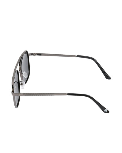 Men Metallic and Black Toned Black Polarised Lens Rectangle Sunglasses