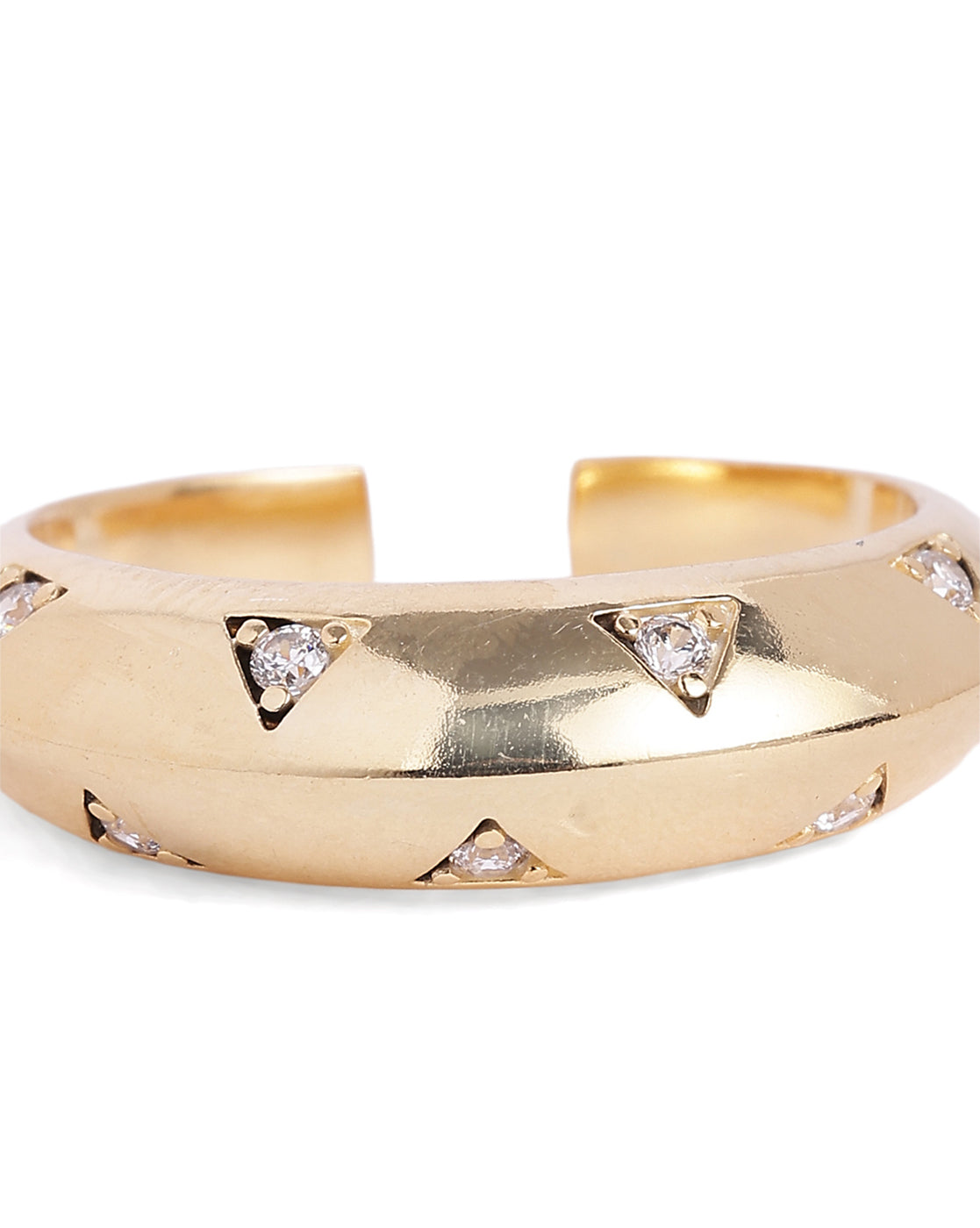18kt Gold Plated CZ Adjustable Finger Ring