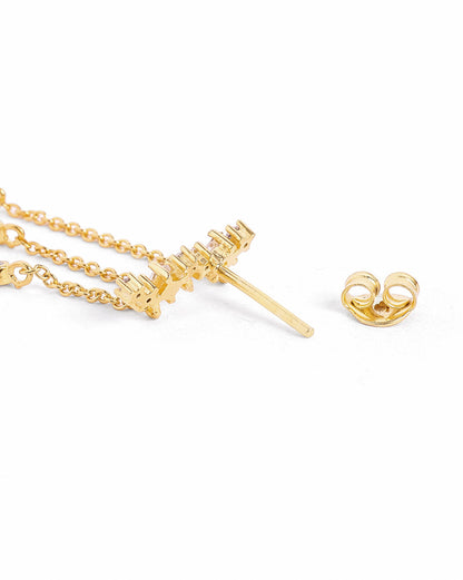18kt Gold Plated CZ Dangling Chain Ear Cuff Earring