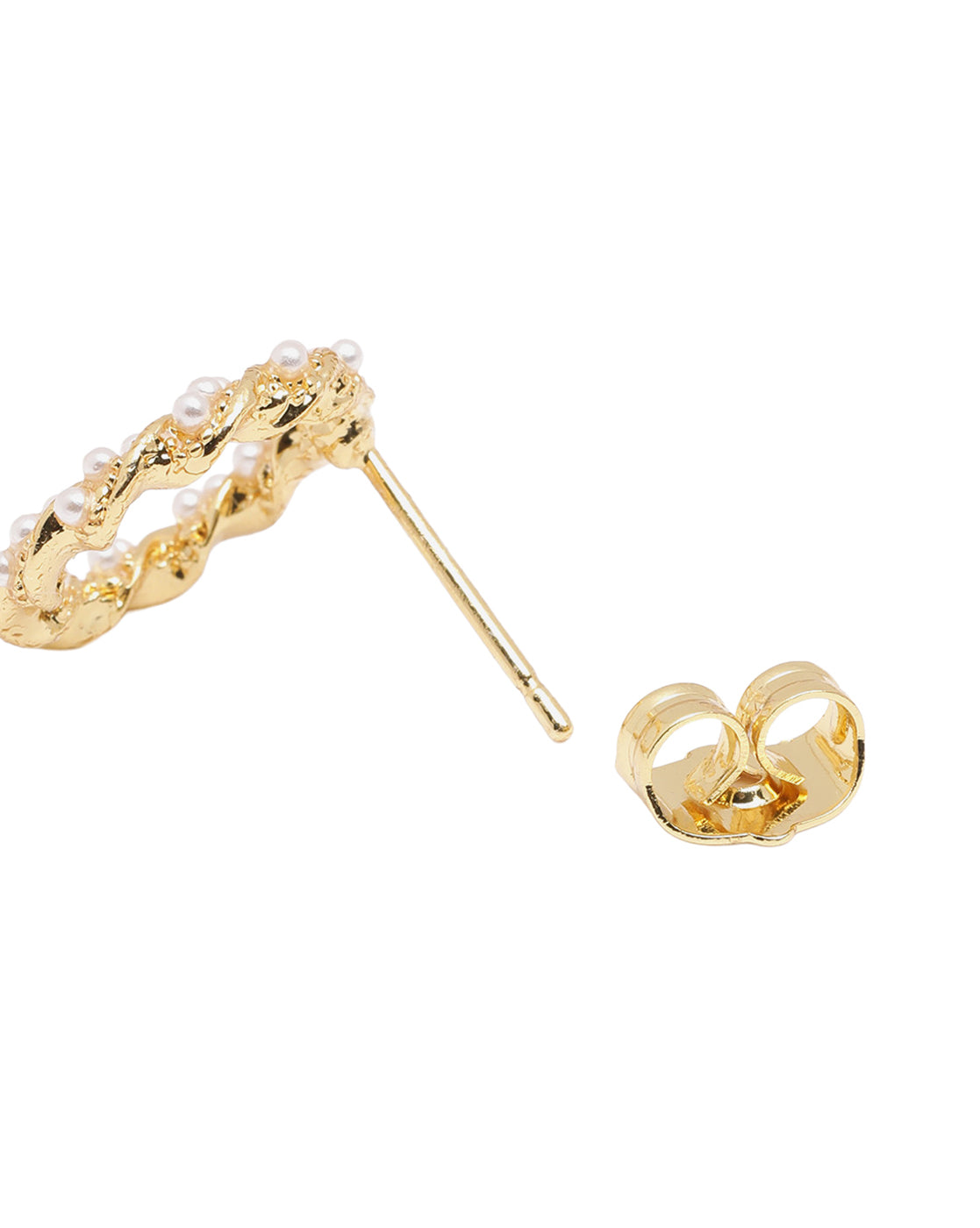 18kt Gold Plated Twisted Round Pearl Stud Earring