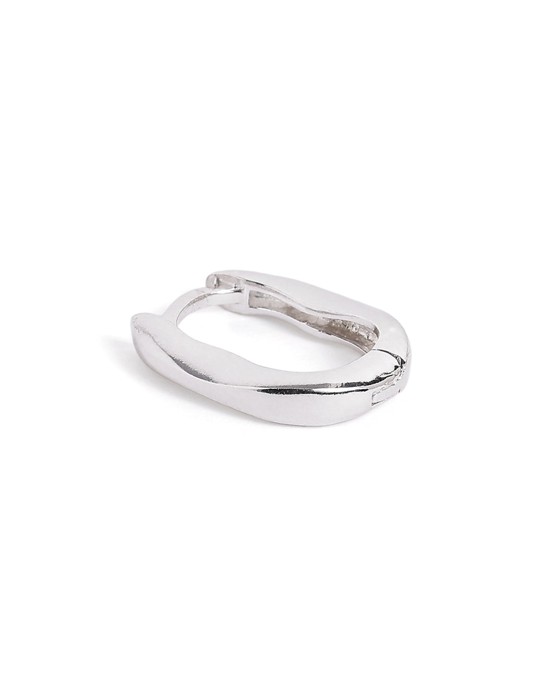 Rhodium Plated Oval Mini Hoop Earring