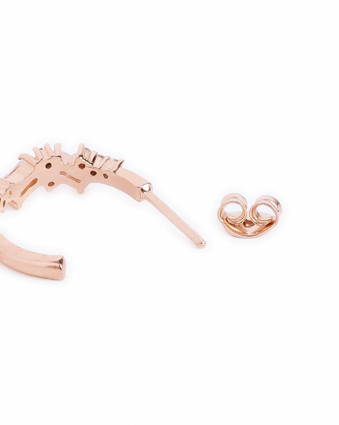 18kt Rose Gold Plated Baguette CZ  Half Hoop Earring