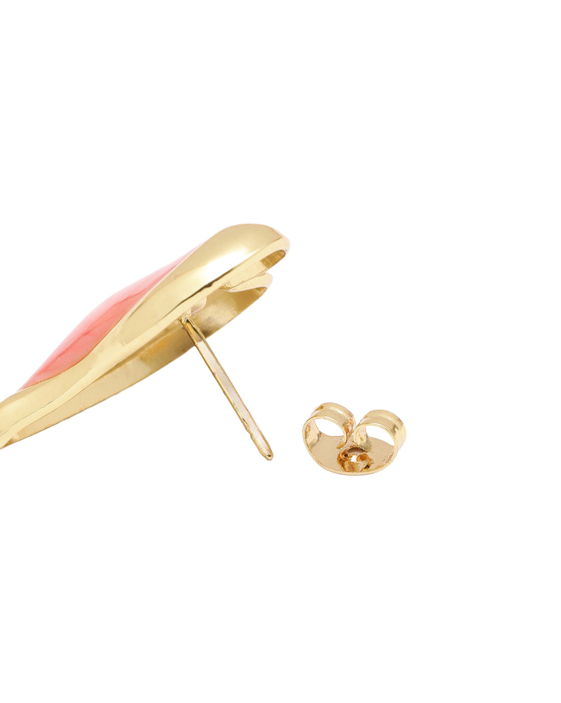 Gold Plated Swirl Enamel Contemporary Heart Stud Earring
