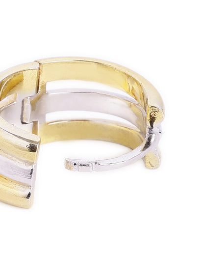 18kt Gold &amp; Rhodium Plated Fashionable Layered Huggie Hoop Earring