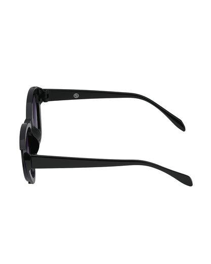 Women Black Toned UV Protected Purple Lens Cateye Sunglasses