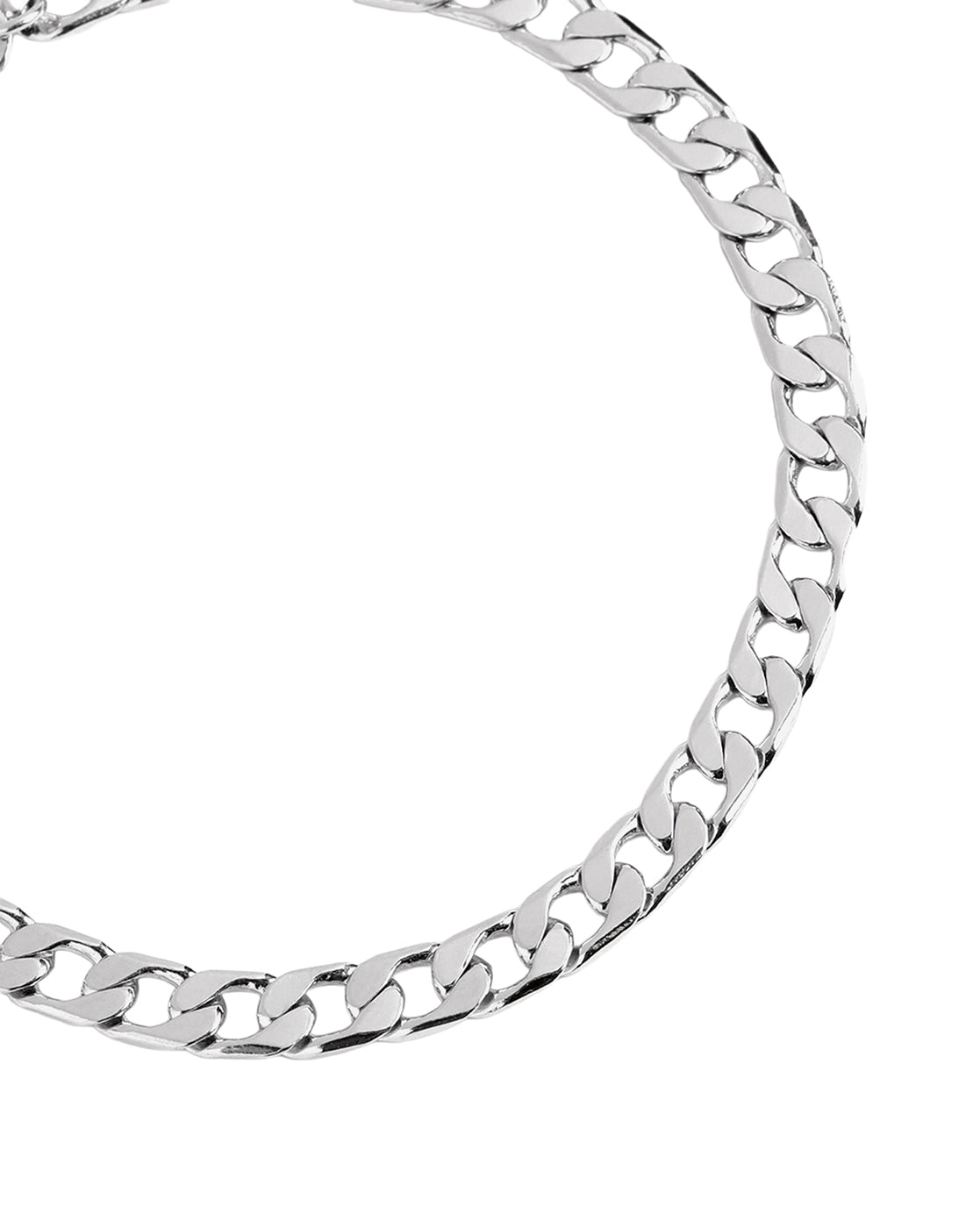 Rhodium Plated Diamond Cut Curb Chain Bracelet for Men