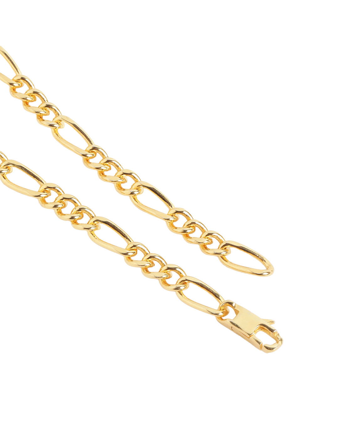 Men 18kt Gold Plated Bar Figaro ID Chain Bracelet