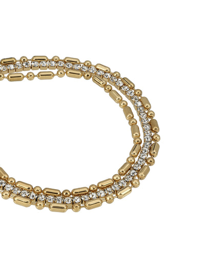 Premium Gold Plated CZ Studded Bold Layered Tennis Bracelet