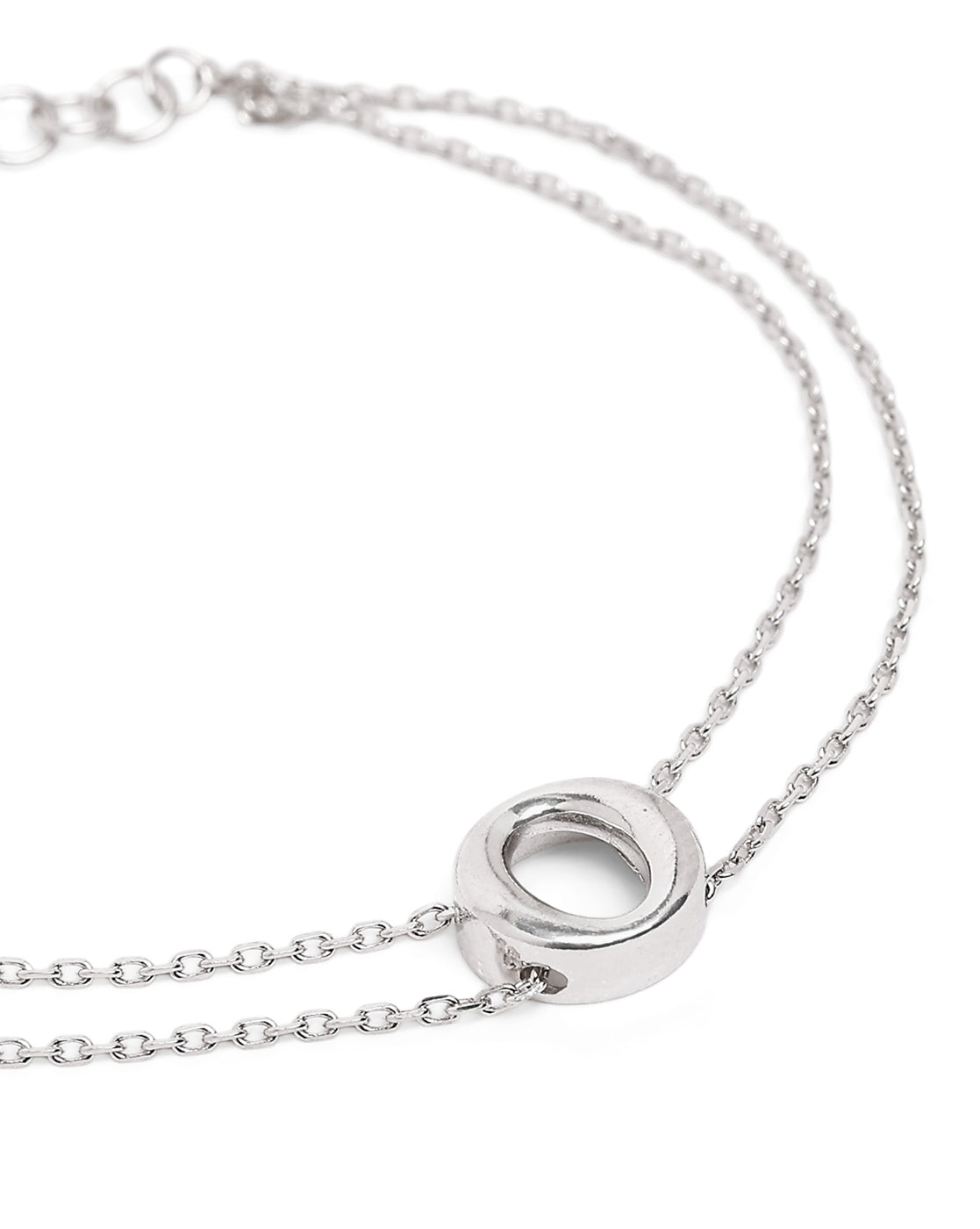 Rhodium Plated Double Chain Halo Bracelet