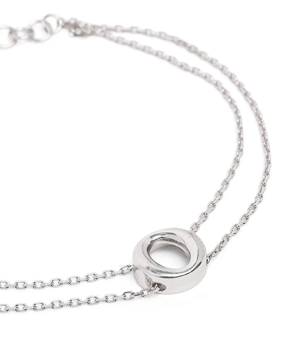 Rhodium Plated Double Chain Halo Bracelet