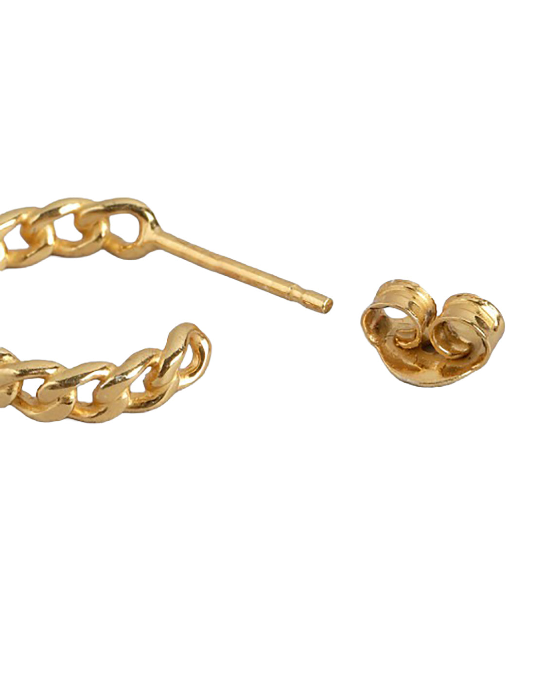 925 Sterling Silver 18kt Gold Plated Link Chain Half Hoop Earring