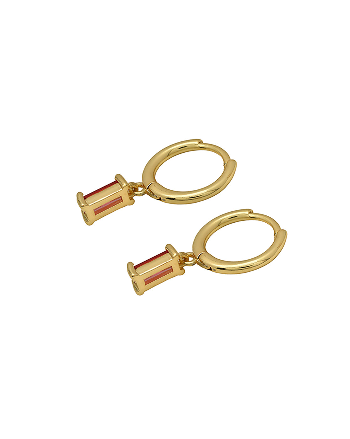 Gold Plated Dangling Solitaire Mini Hoop Earring