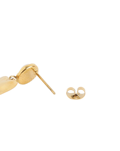 Gold Plated Pearl Studded Heart Drop Dangling Earring