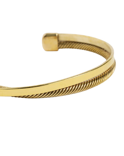 Men Gold Plated Double layer Cuff Bracelet