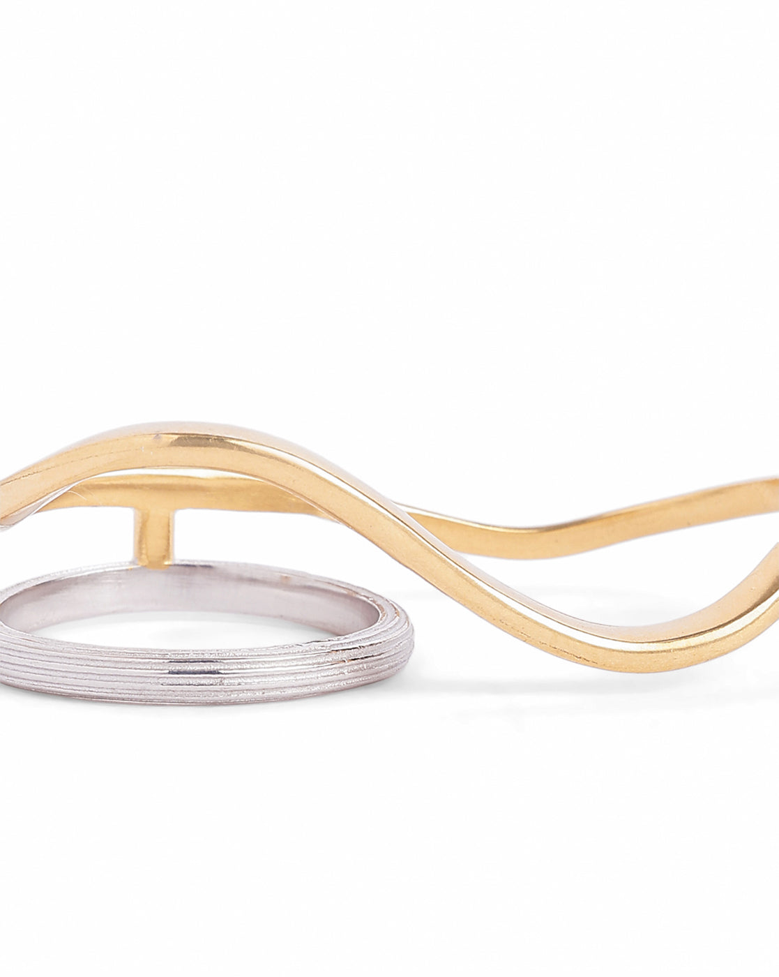 18kt Gold and Rhodium Plated Double Finger Ring