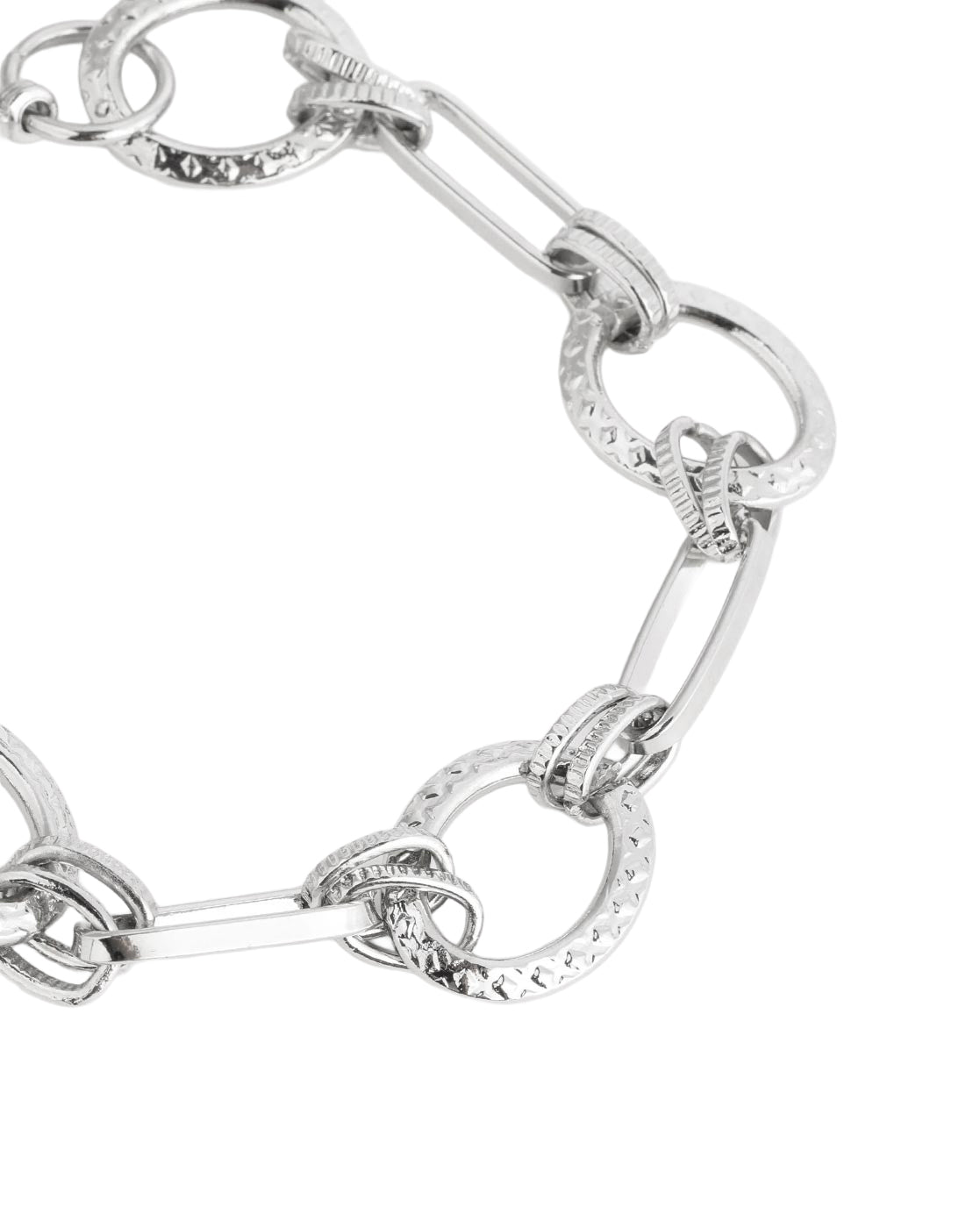 Men Silver Plated Inter - Link Bracelet