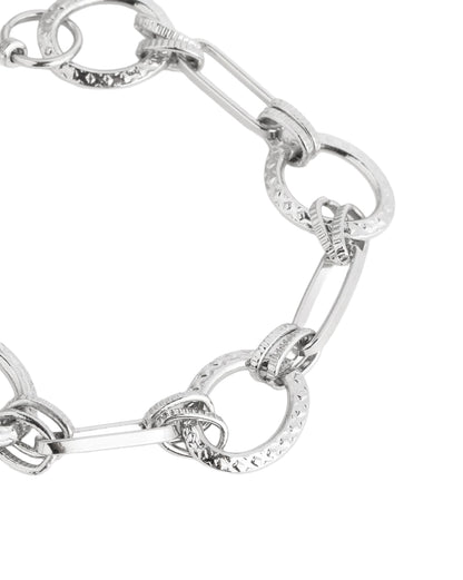 Men Silver Plated Inter - Link Bracelet