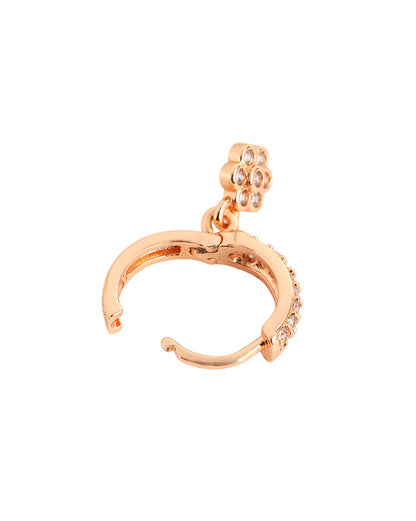 Rose Gold Plated CZ Studded Floral Hoop Earring