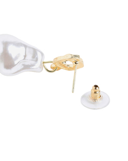 Gold Plated Hi-Fashion Baroque Pearl Earrings