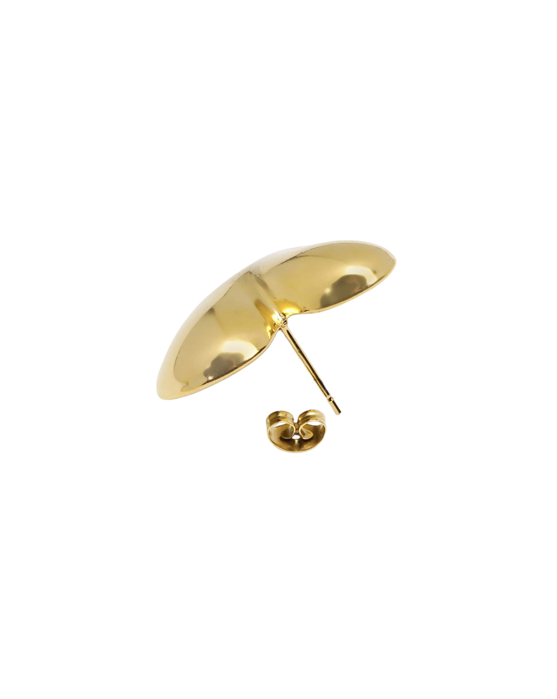 Gold Plated Puff Heart Bold Stud Earring