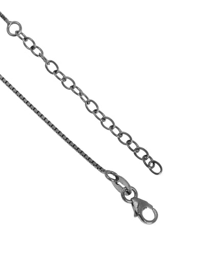 Men Silver Plated Oxidised Dog Tag Pendant and Chain