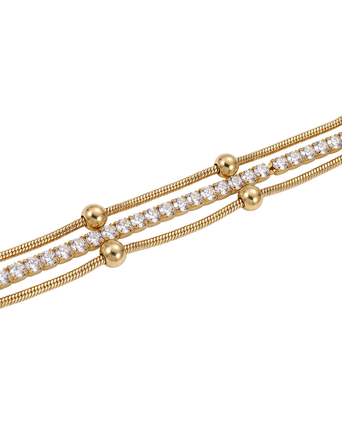 Gold Plated CZ Studded and Layered Tennis Bracelet