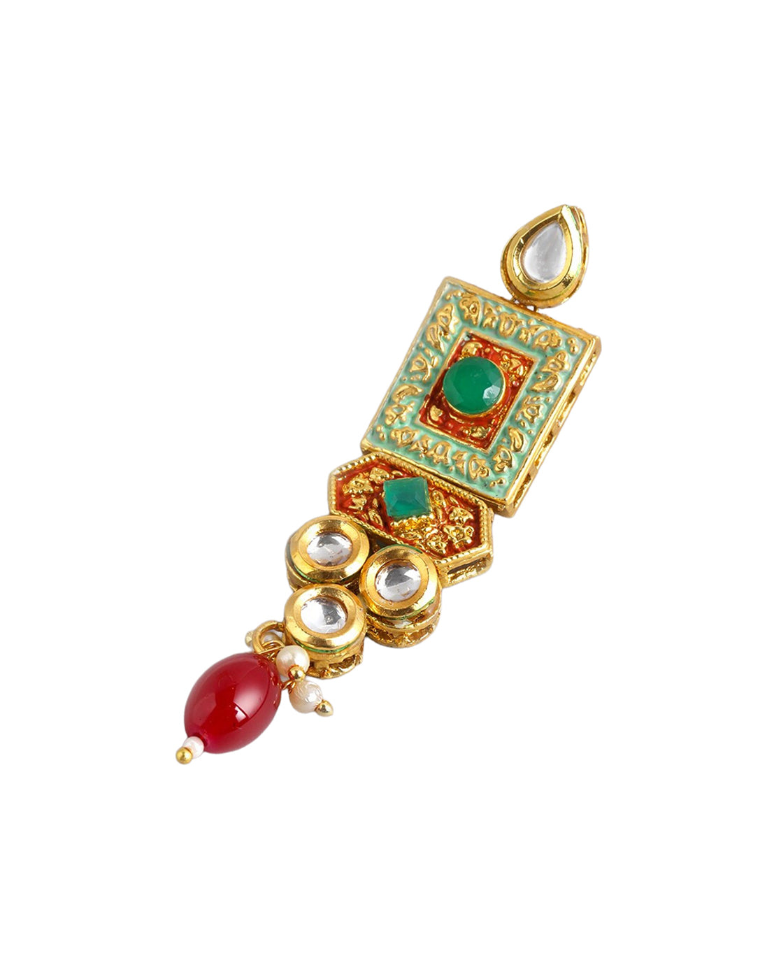 Gold Plated Kundan and Ethnic Pearl Multi-Strand Necklace and Earring Set
