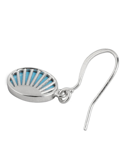 925 Sterling Silver Rhodium Plated Oval Drop Earring