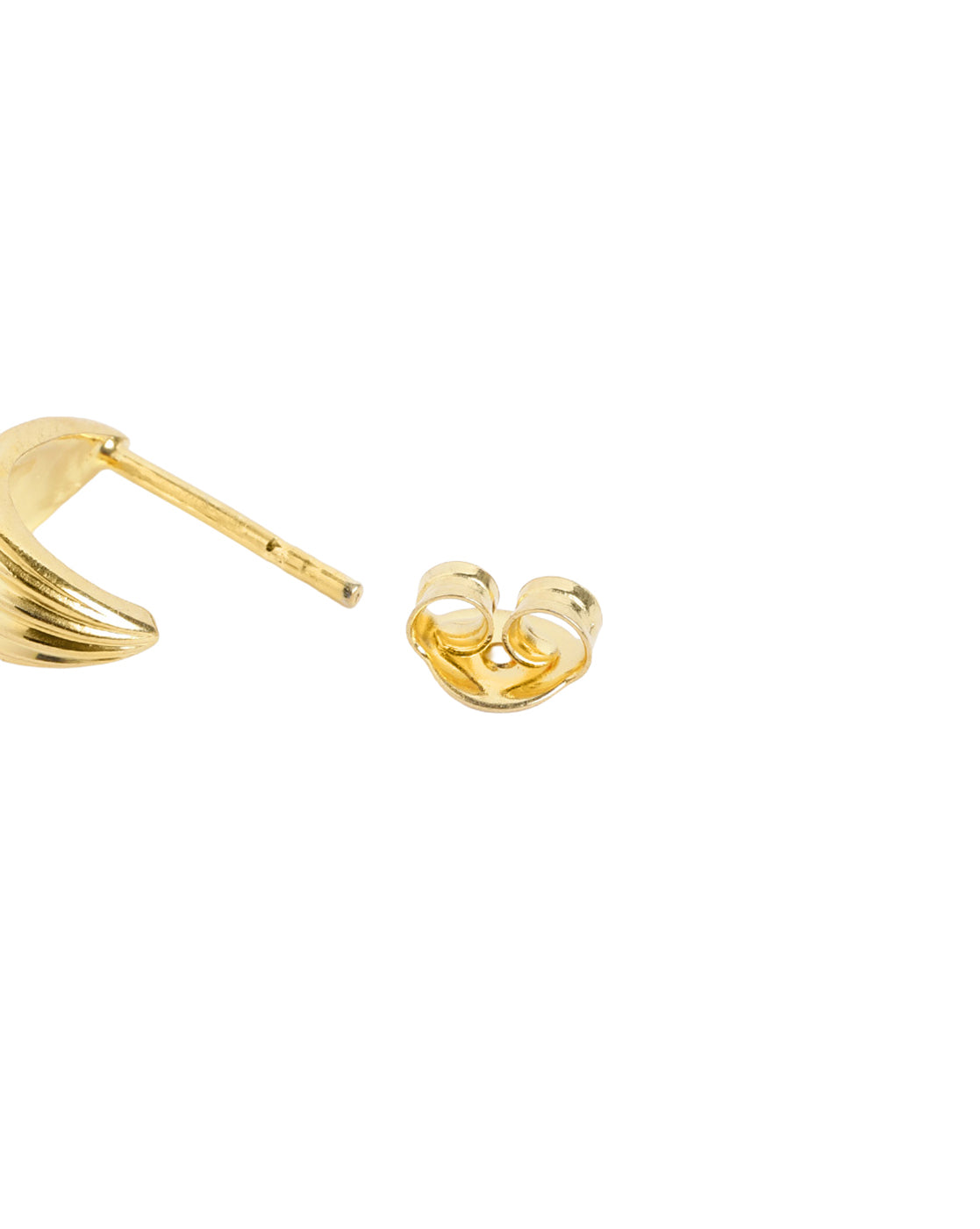 18kt Gold Plated Ribbed Half Hoop Earring