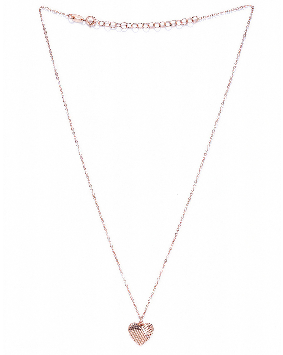 Women Gold Toned UV Protected Sunglasses &amp; 18kt Rose Gold Plated CZ Heart Chain Set