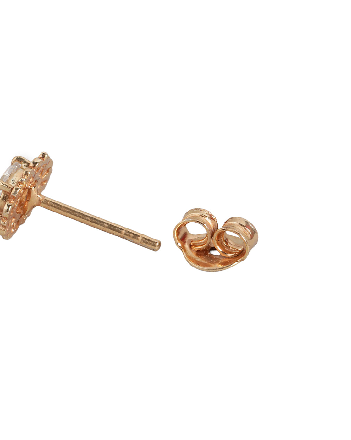 925 Sterling Silver 18kt Rose Gold Plated Solitaire Floral Oval Stud Earring