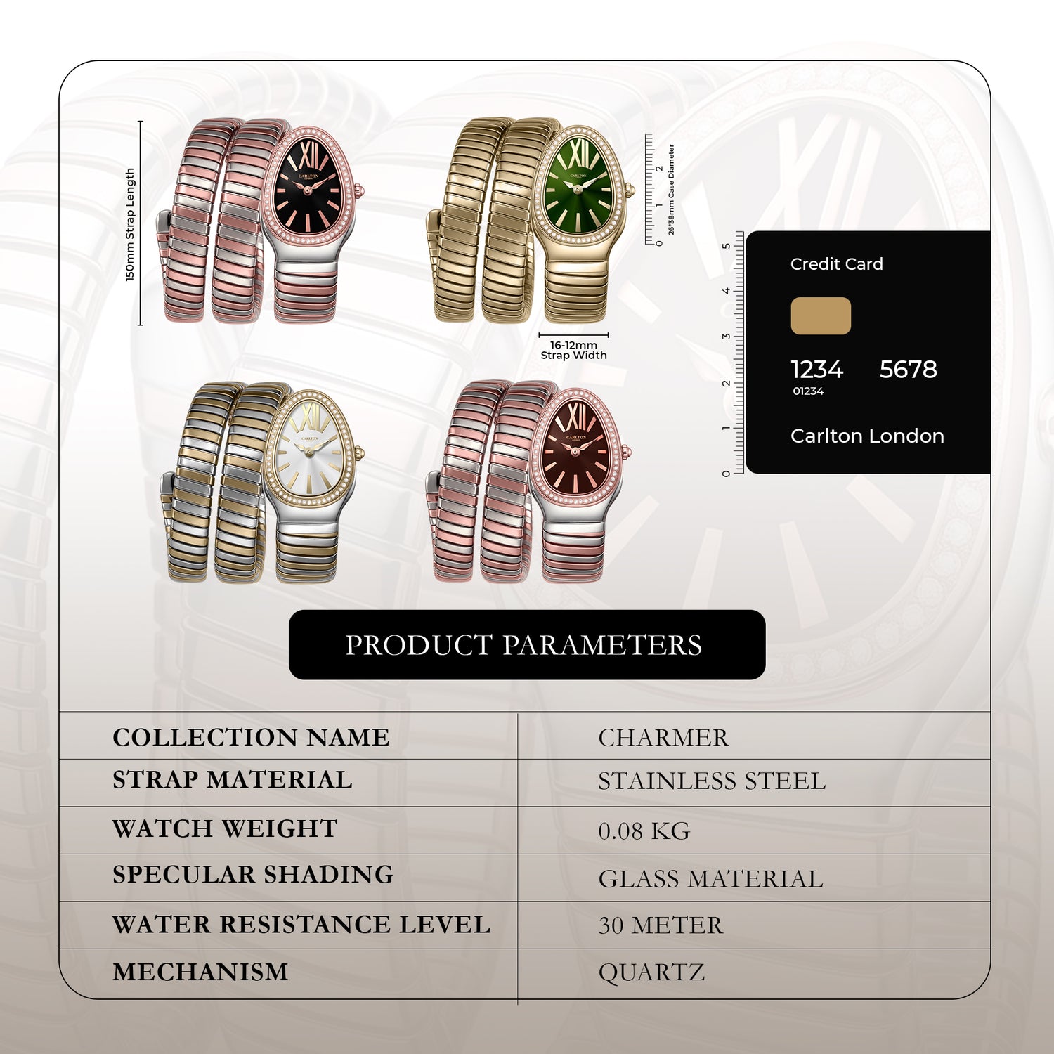 Carlton London Charmer Women Brown Stainless Steel Analog Watch - CLW-SNK-A4BR