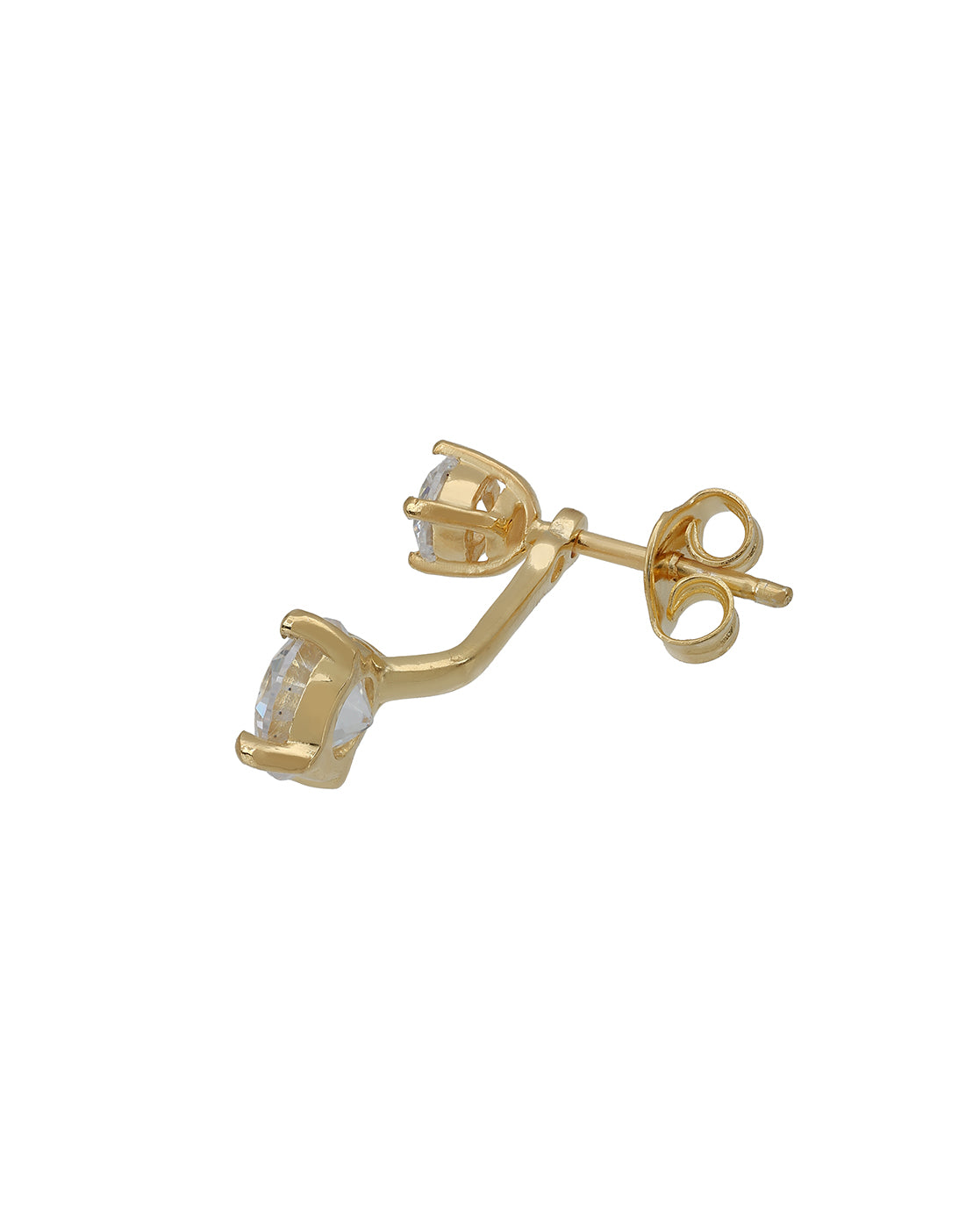 18Kt Gold-Plated CZ Solitaire Front &amp; Back Drop Earrings