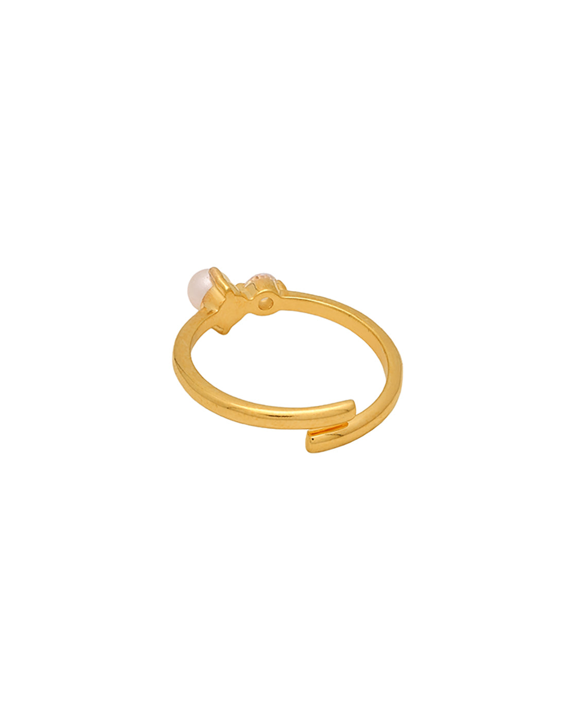 Gold Plated Solitaire with Pearl Adjustable Ring