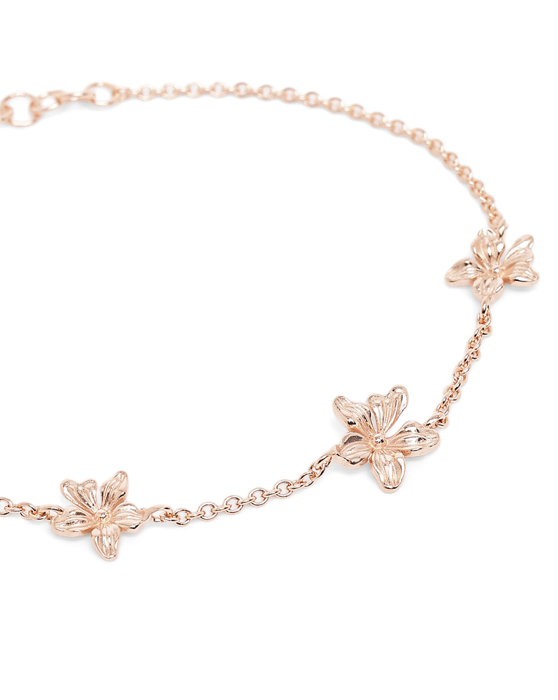 18kt Rose Gold Plated Floral Charm Bracelet