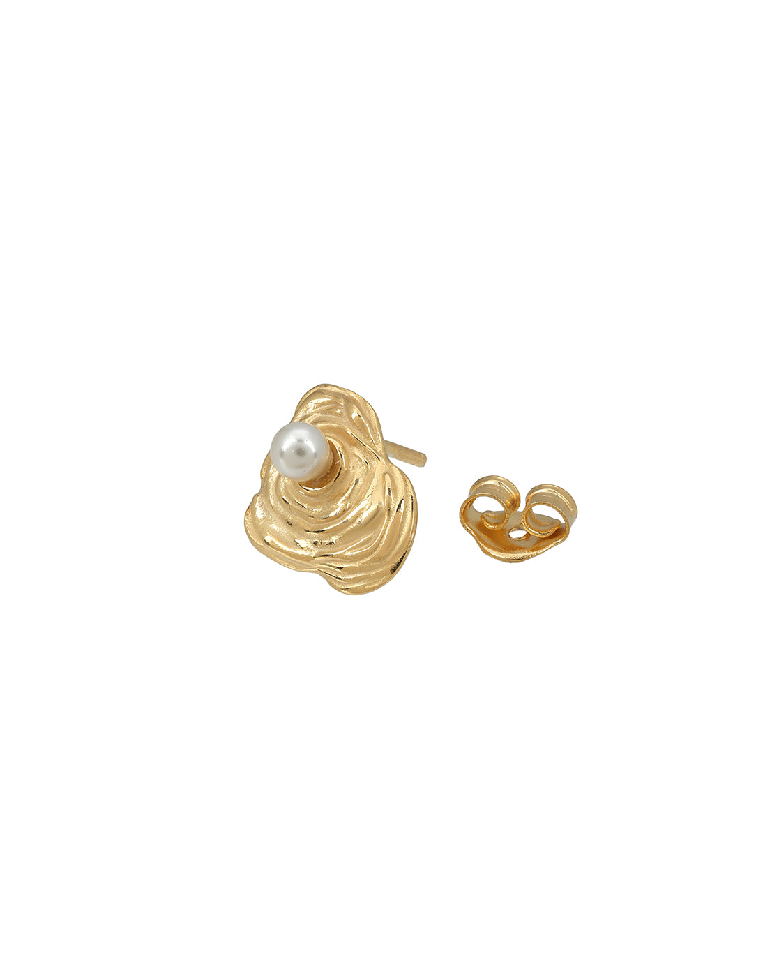 18kt Gold Plated Pearl Contemporary Petite Stud Earring