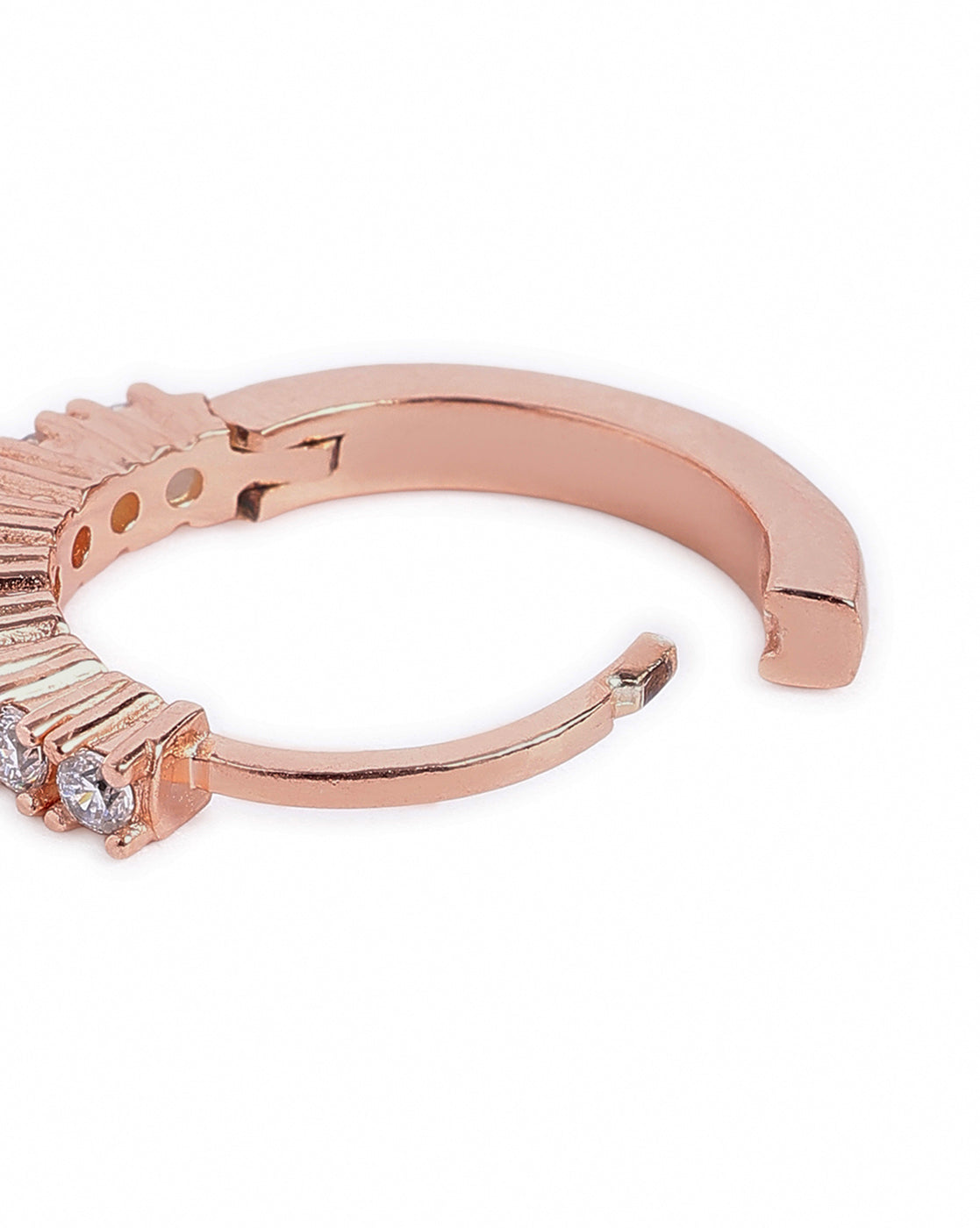 18kt Rose Gold Plated CZ Hoop Earring