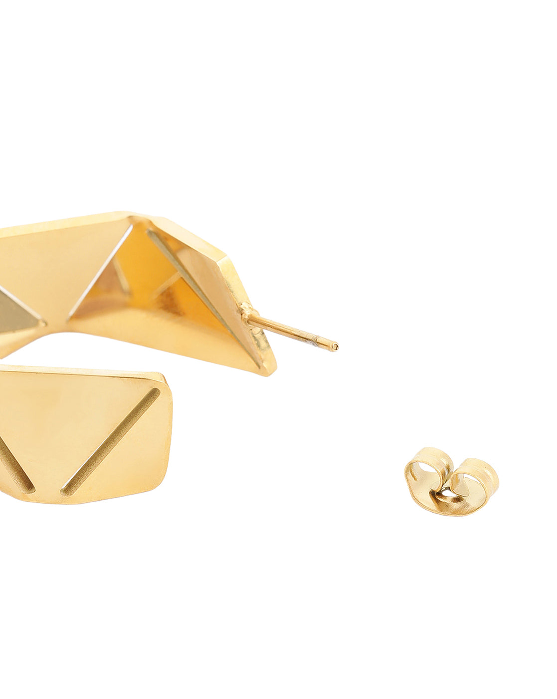 Gold Plated Geometric Half Hoop Contemporary Earring