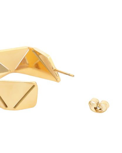 Gold Plated Geometric Half Hoop Contemporary Earring