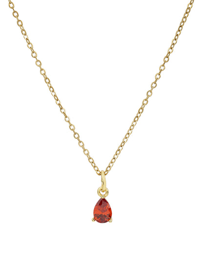 18kt Gold Plated CZ-Heart-Teardrop-Baguette &amp; Round Interchangeable Solitaire Pendant with Chain Necklace